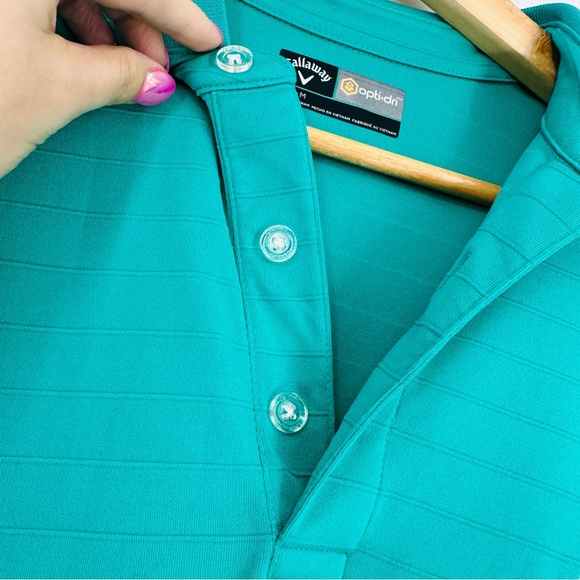 Mens Calloway Opti Dri Teal Blue Short Sleeve Golf Polo Shirt M - Picture 3 of 6
